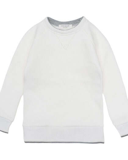 Kontrast Şardonlu Sweatshirt Beyaz