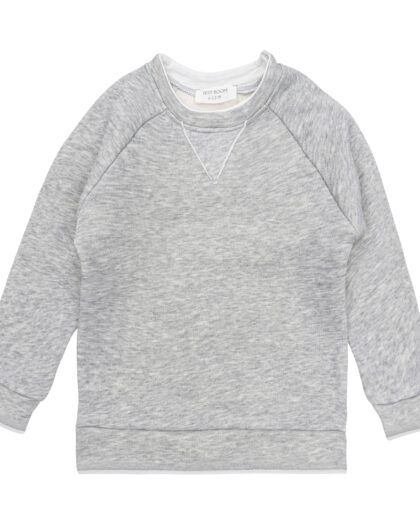 Kontrast Şardonlu Sweatshirt Gri